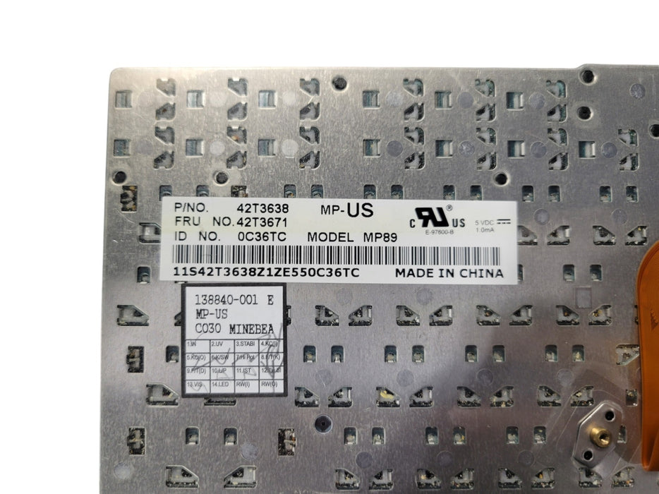 Lenovo ThinkPad X201 Keyboard MP89 FRU 42T3671 P/N 42T3638 US Layout