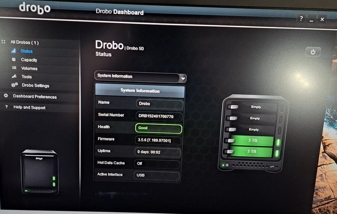 Drobo 5D DRDR5-A | 5-Bay USB 3.0 Direct Attached Storage w/ 2x 3TB HDD WD Ent Se