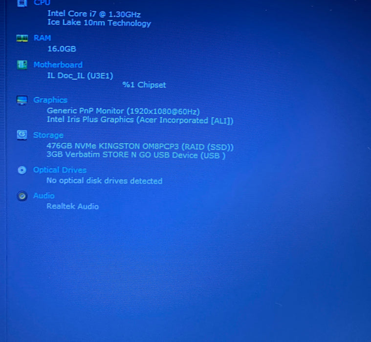 Acer Aspire 5 A515-55 Intel Core i7-1065G7 1.30GHz 16GB RAM 512GB SSD