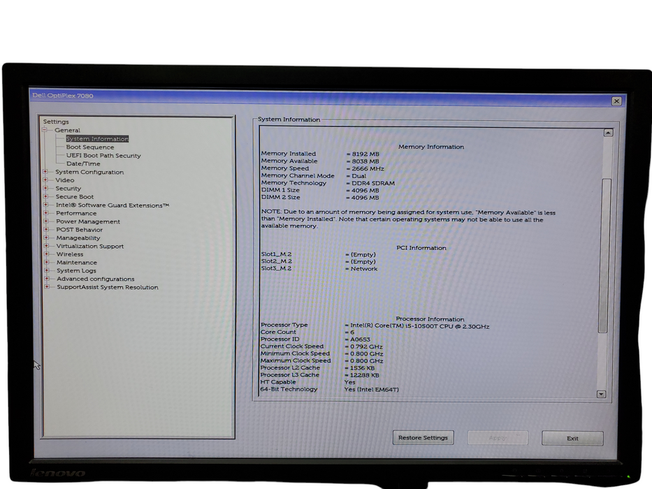 Dell OptiPlex 7080 USFF, i5-10500T, 8GB DDR4, No HDD/OS, READ