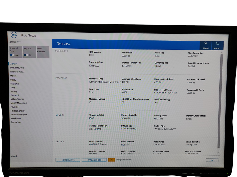 Dell OptiPlex 7000 Micro, i7-12700T, 16GB DDR4, No HDD/OS
