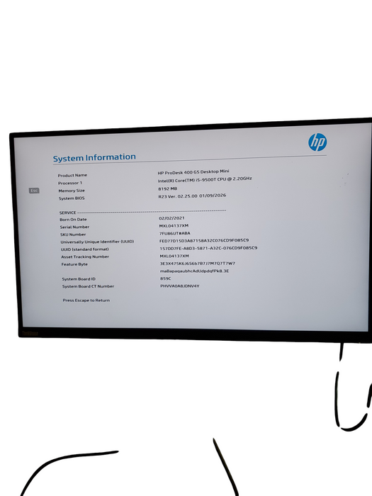 HP ProDesk 400 G5 Mini | Intel i5-9500T | 8GB RAM | NO-HDD/SSD