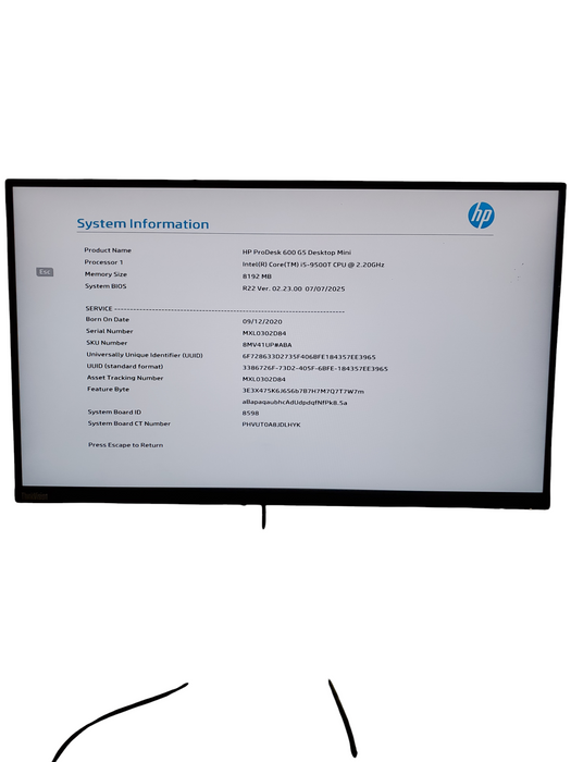 HP ProDesk 600 G5 Mini | Intel i5-9500T | 8GB RAM | NO-HDD/SSD