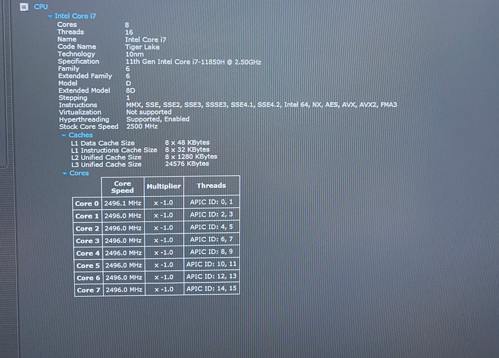 Dell Precision 5560 i7-11850H QUADRO T1200 4GB GPU 16GB RAM 256GB SSD READ!