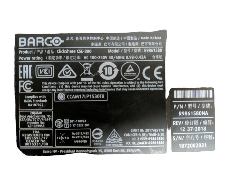 Barco Clickshare CSE-800 Wireless Presentation System R9861580