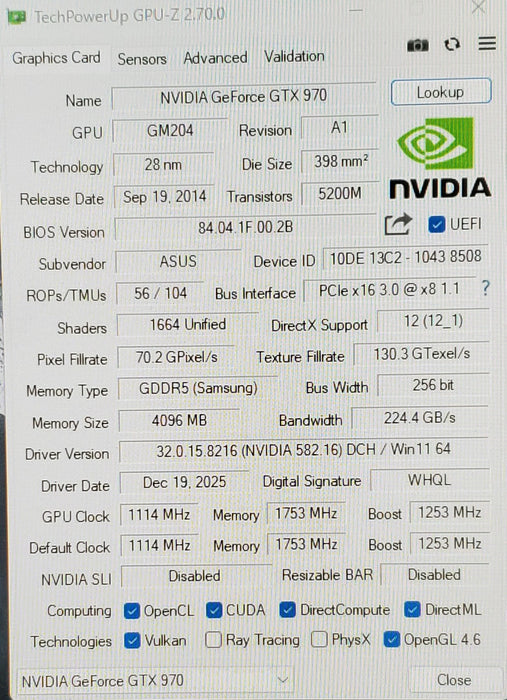 ASUS STRIX GeForce GTX 970 DirectCU II OC 4GB GDDR5 Graphics Card