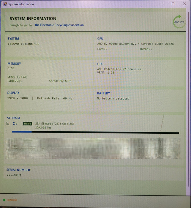 Lenovo ThinkCentre M625q | AMD E2-9000e @1.5GHz 8GB RAM 256GB NVMe