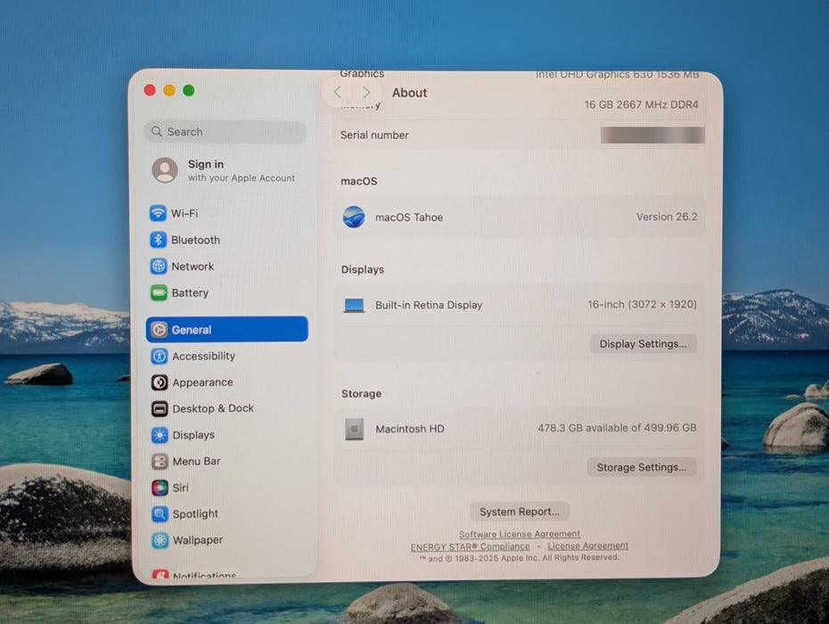 Apple MacBook Pro 16" 2019 - Core i7 2.6GHz 16GB RAM 512GB Radeon Pro 5300M READ