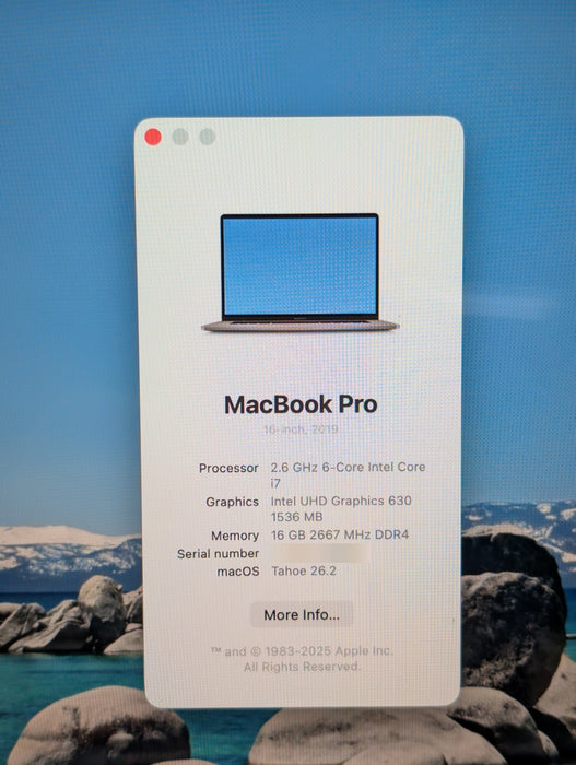Apple MacBook Pro 16" 2019 - Core i7 2.6GHz 16GB RAM 512GB Radeon Pro 5300M READ