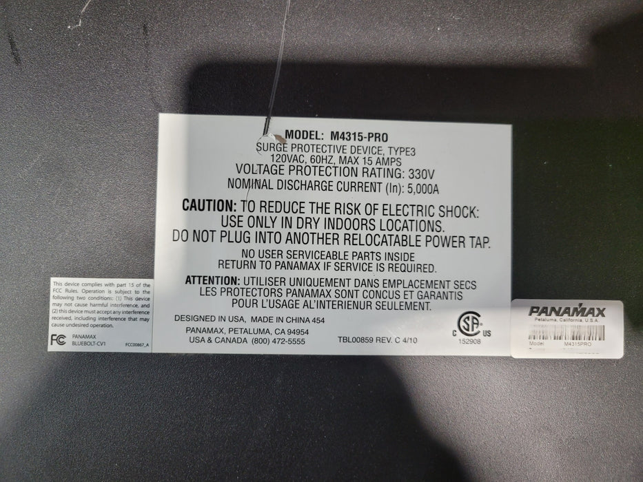 Panamax M4315-PRO BlueBOLT Surge Protective Device Power Conditioner (READ)