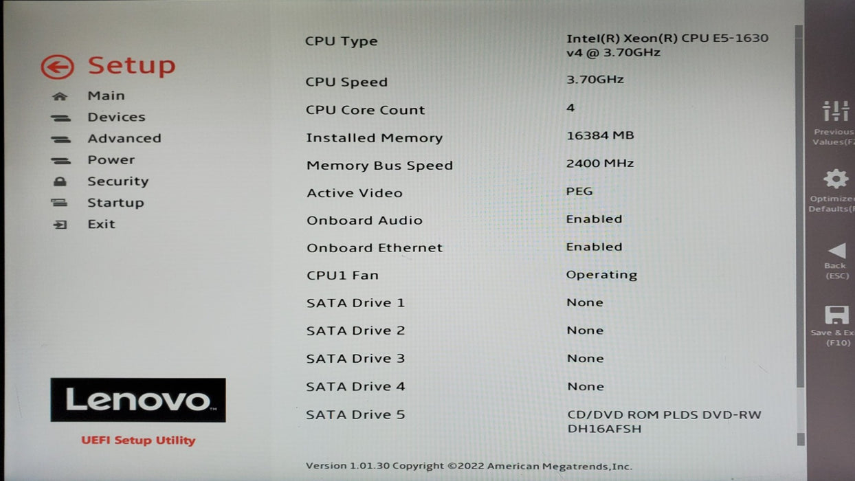 Lenovo ThinkStation P510 - Xeon E5-1630 v4 ,16GB DDR4 - No HDD/GPU