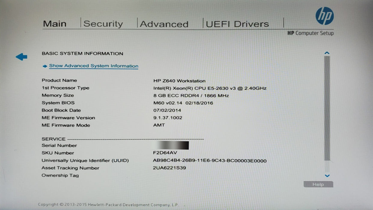 HP Z640 Workstation - Xeon E5-2630 v3, 8GB DDR4 - No HDD/GPU