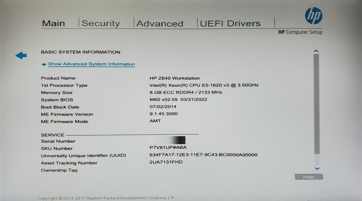 HP Z640 Workstation - Xeon E5-1620 v3, 8GB DDR4, No HDD/GPU
