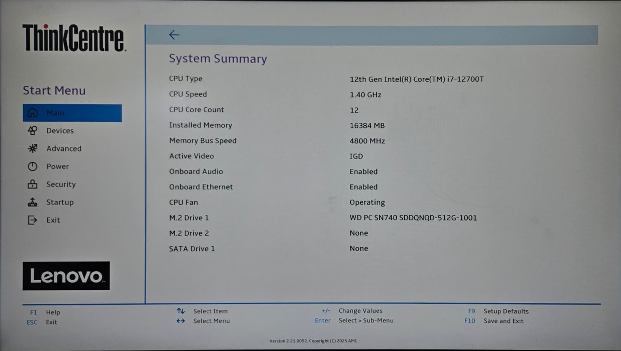 Lenovo ThinkCentre M80q Gen 3 - i7-12700T 16GB RAM 512GB NVMe SSD Wi-Fi