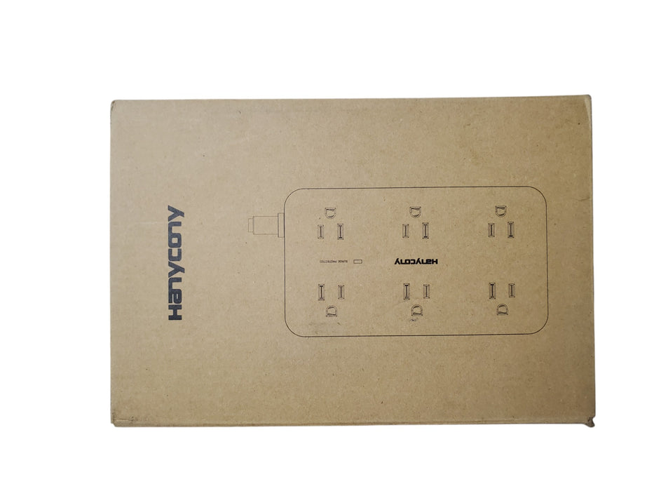 NEW - 6-Outlet Surge Protector Power Strip with 4 USB Ports Black