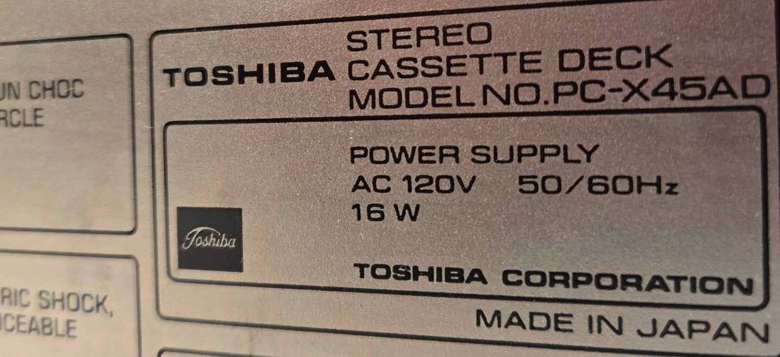 Toshiba Aurex PC-X45AD - Stereo Cassette Tape Deck adres Dolby NR