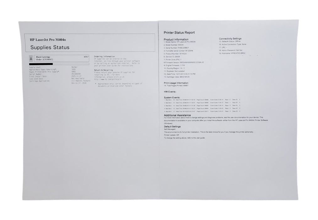 HP LaserJet Pro M404n Monochrome Laser Printer W1A52A w/ toner