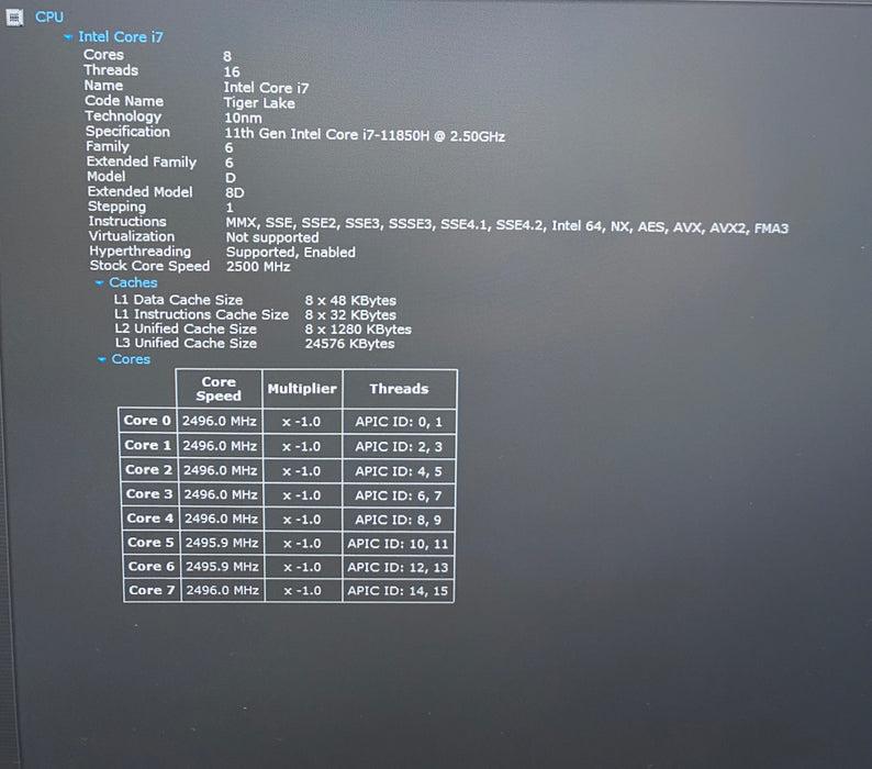 Dell Precision 5560 i7-11850H NVIDIA T1200 4GB GPU 16GB RAM 256GB SSD READ!