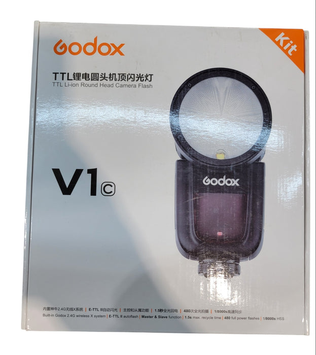 GODOX TTL Li-ion Round Head Camera Flash V1c For Canon (READ)