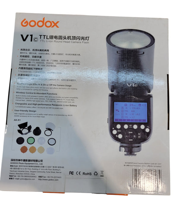 GODOX TTL Li-ion Round Head Camera Flash V1c For Canon (READ)