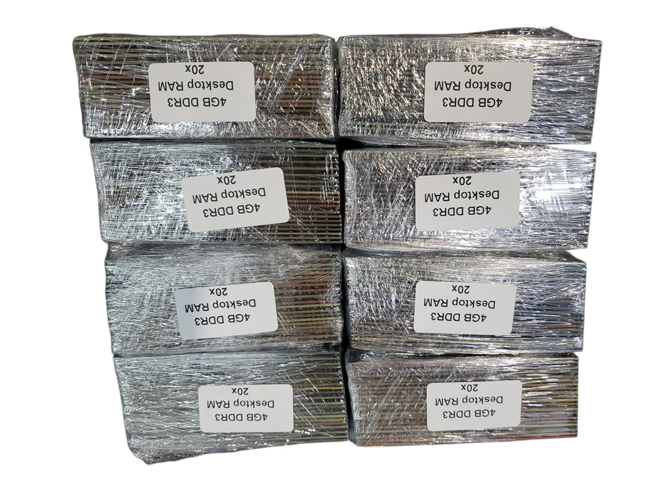 Lot of 160x, Assorted Brands 4GB DDR3 non-heatsink Desktop RAM