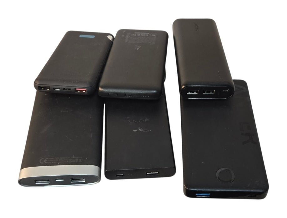 Lot of 6 Assorted Portable Power Banks - Anker TP-Link Sony Belkin & More