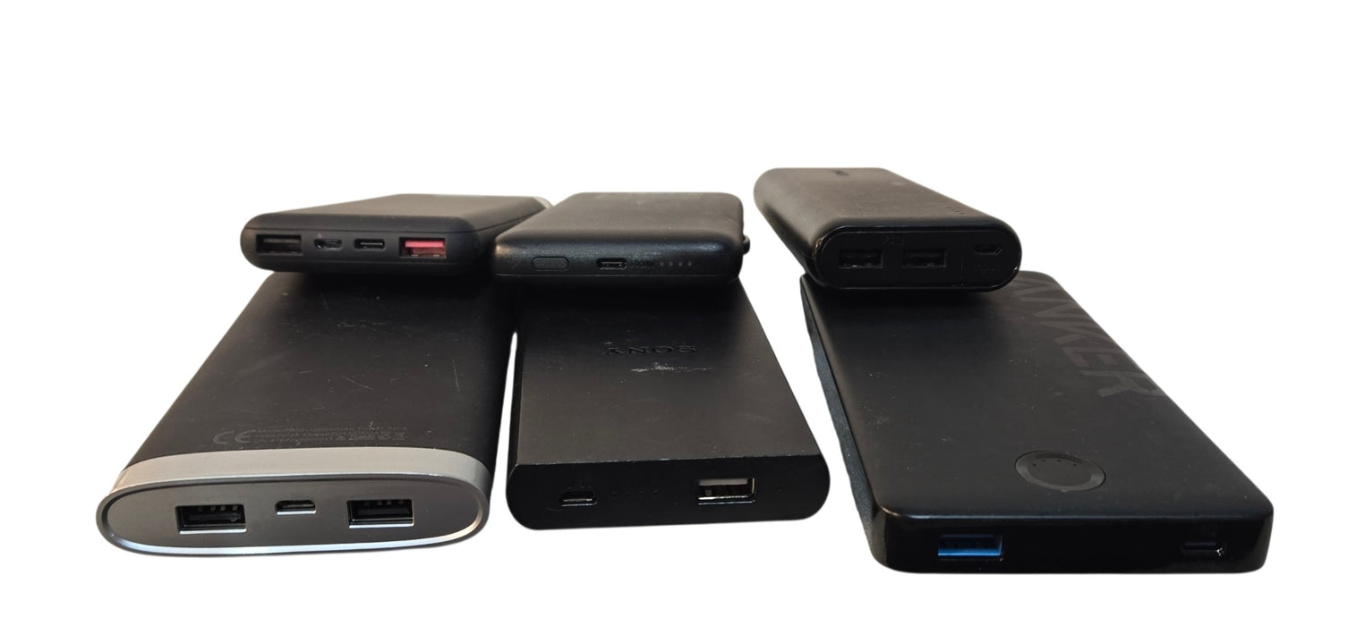 Lot of 6 Assorted Portable Power Banks - Anker TP-Link Sony Belkin & More