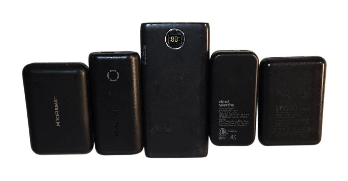Lot of 5 Assorted Portable Power Banks (Poweradd, Xtreme, Dealworthy & More)