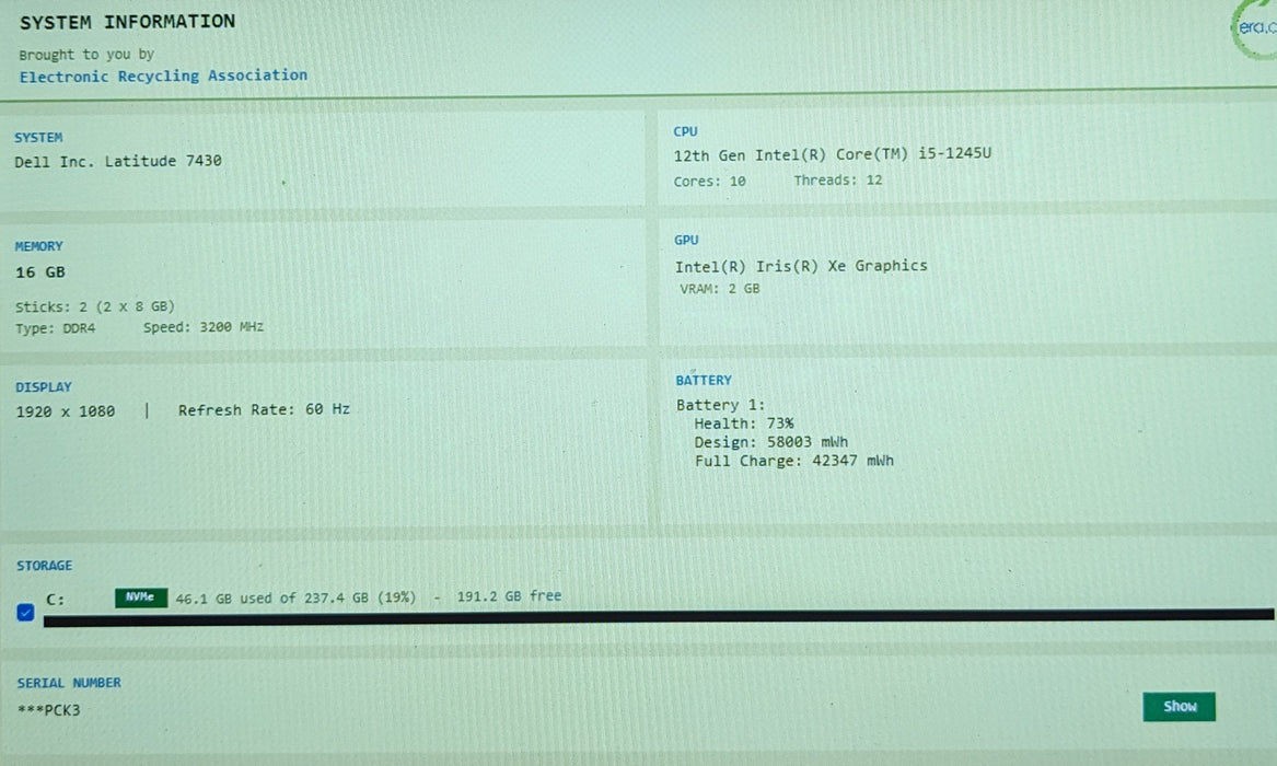 Dell Latitude 7430 14" i5-1245U 16GB DDR4 256GB NVMe