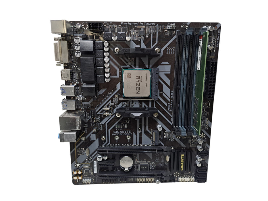 GIGABYTE B450M DS3H Motherboard w/ AMD Ryzen 5 2400G CPU, 8GB DDR4, No I/O