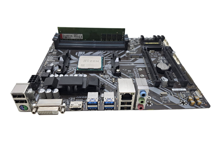 GIGABYTE B450M DS3H Motherboard w/ AMD Ryzen 5 2400G CPU, 8GB DDR4, No I/O
