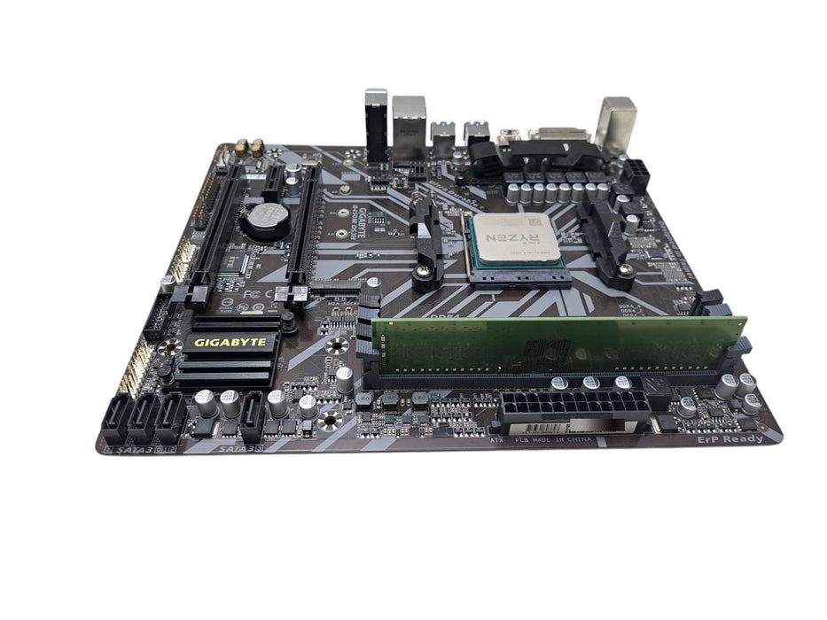 GIGABYTE B450M DS3H Motherboard w/ AMD Ryzen 5 2400G CPU, 8GB DDR4, No I/O