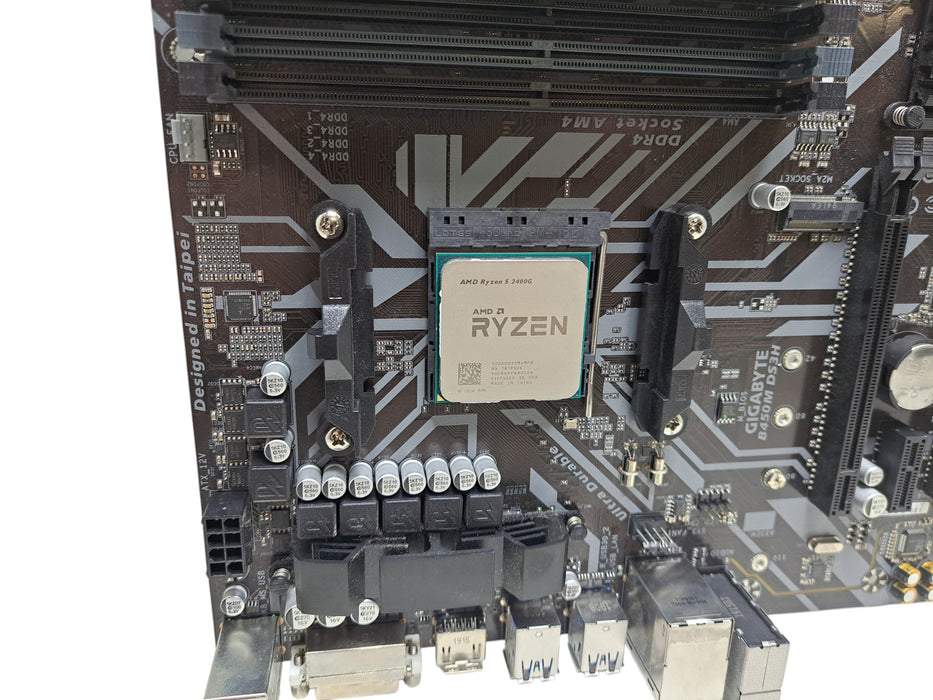 GIGABYTE B450M DS3H Motherboard w/ AMD Ryzen 5 2400G CPU, 8GB DDR4, No I/O