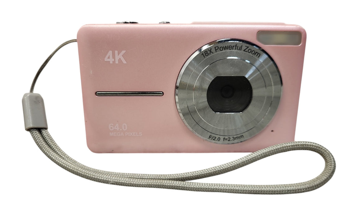 Pink 4K 64MP 18X Powerful Zoom Compact Digital Camera