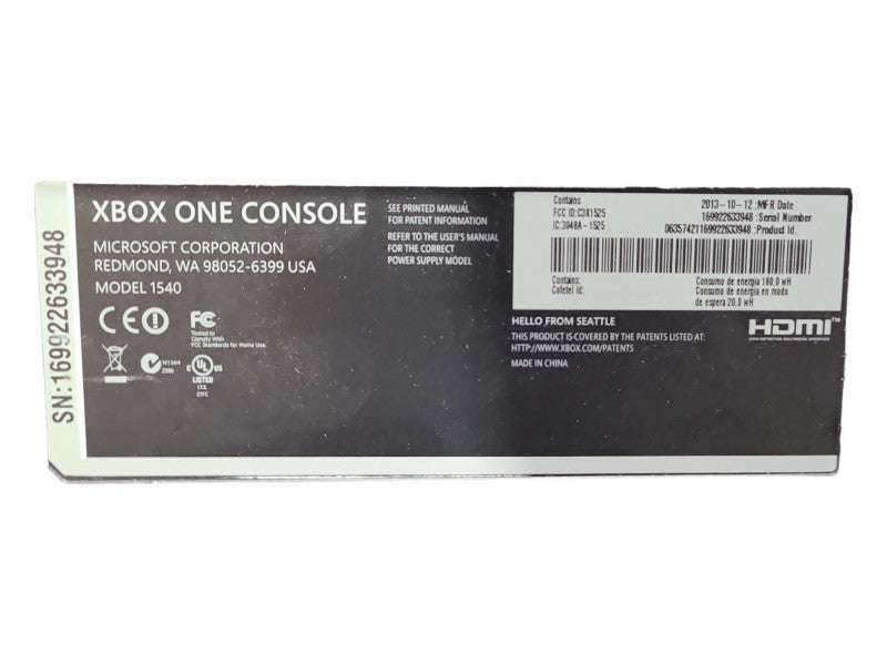 Microsoft Xbox One 365GB Console only, Black, Model 1540