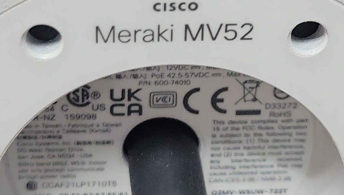 Cisco Meraki MV52-HW Outdoor Varifocal Bullet Camera, Claimed (READ)
