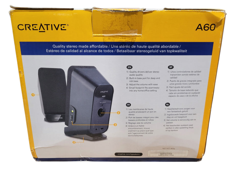 Creative A60 2.0 Desktop Stereo Speaker System Black
