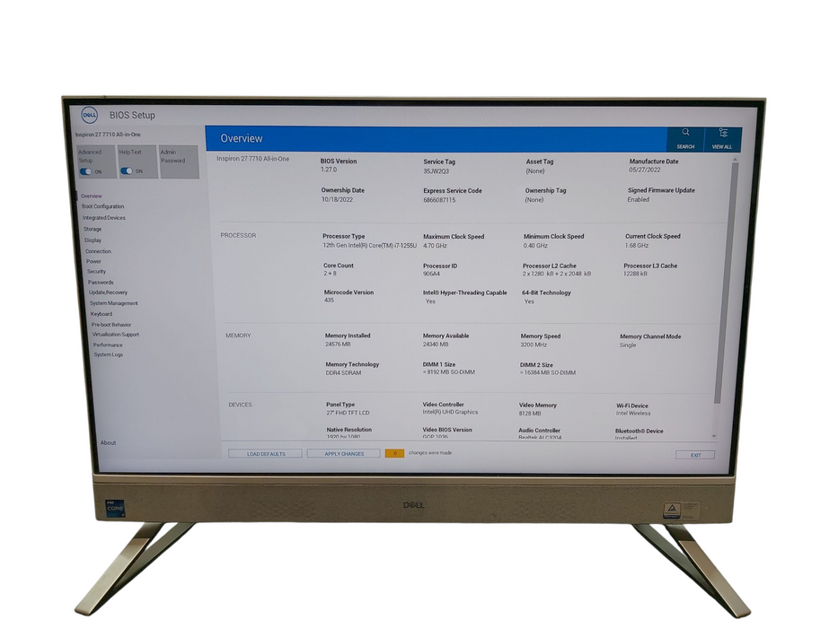 ell Inspiron 27 7720 AIO Touch Intel i7-1255U RAM 24GB