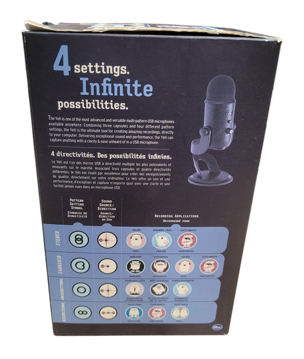 Blue Yeti Blackout USB Microphone with Desktop Stand and Cable
