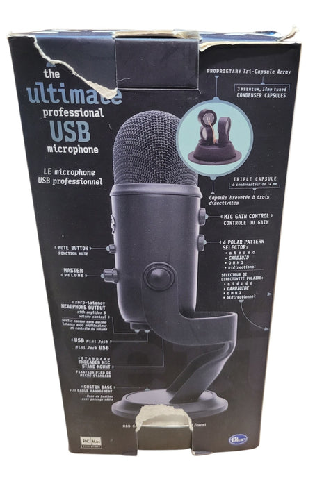 Blue Yeti Blackout USB Microphone with Desktop Stand and Cable