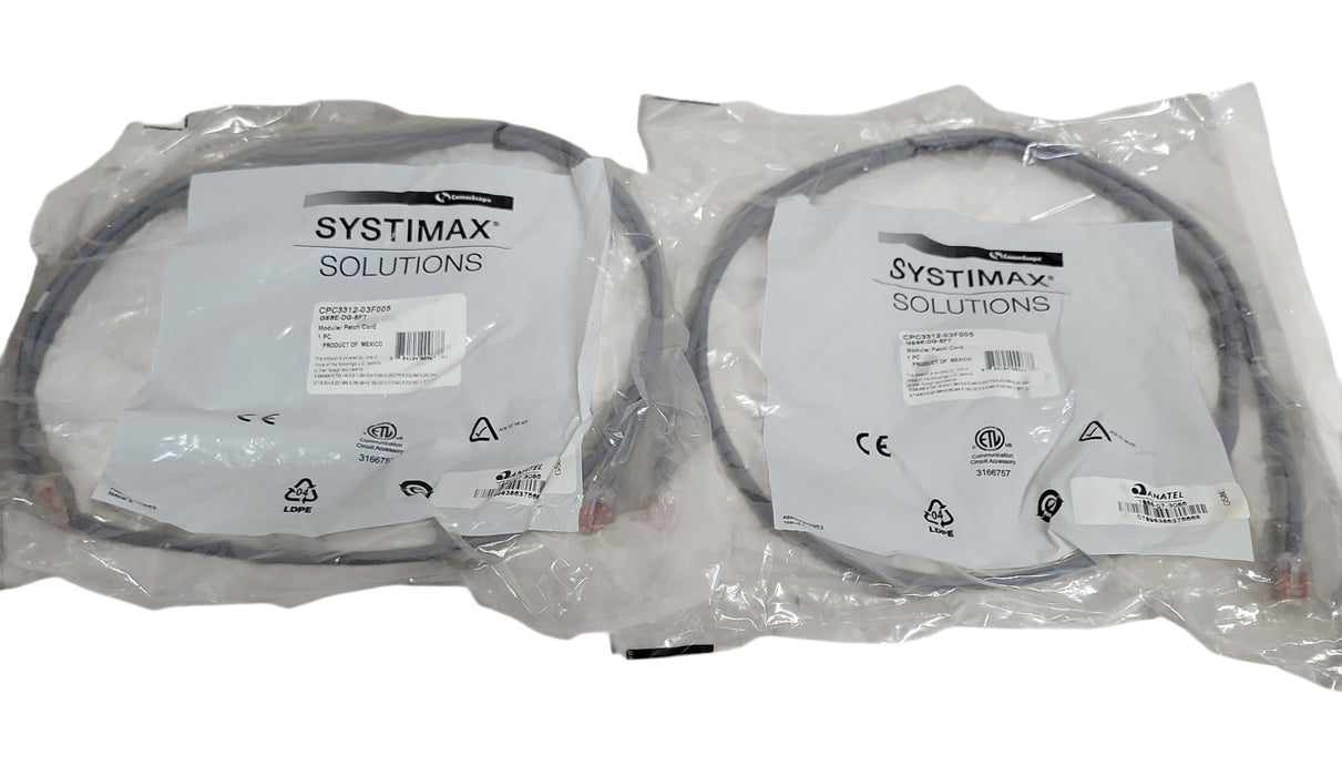 Lot of 2x Systimax CPC3312-03F005 GS8E-DG-5FT Modular Patch Cord