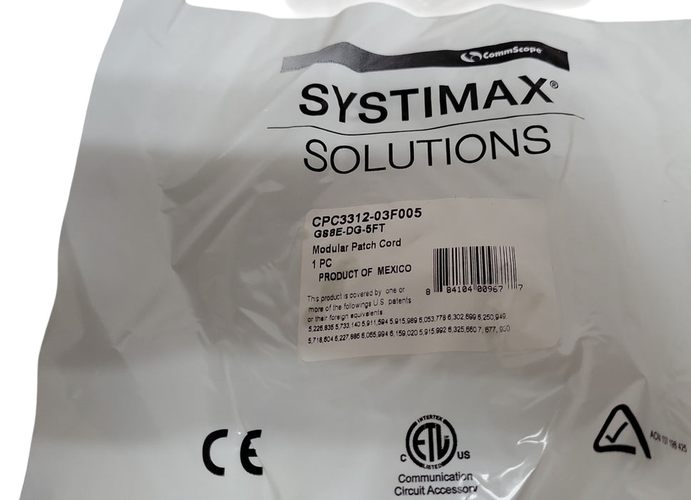 Lot of 2x Systimax CPC3312-03F005 GS8E-DG-5FT Modular Patch Cord