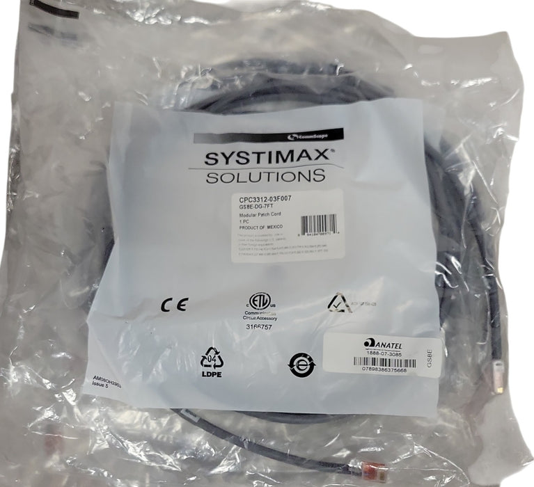 Lot of 11x Systimax CommScope CPC3312-03F007 GS8E-DG-7FT Patch Cord 7ft Grey