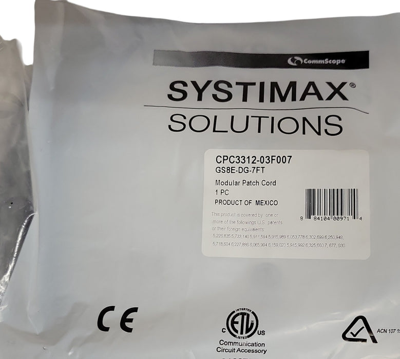 Lot of 11x Systimax CommScope CPC3312-03F007 GS8E-DG-7FT Patch Cord 7ft Grey