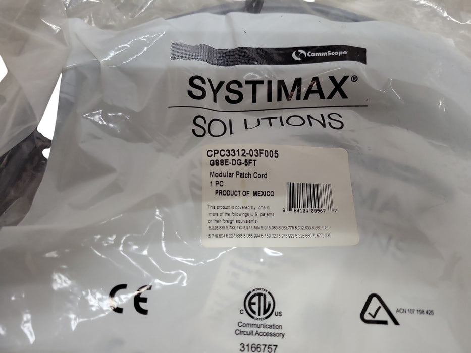 Lot of 5x CommScope SYSTIMAX GS8E Modular Patch Cords Cat 6 Ethernet Cables, SEE