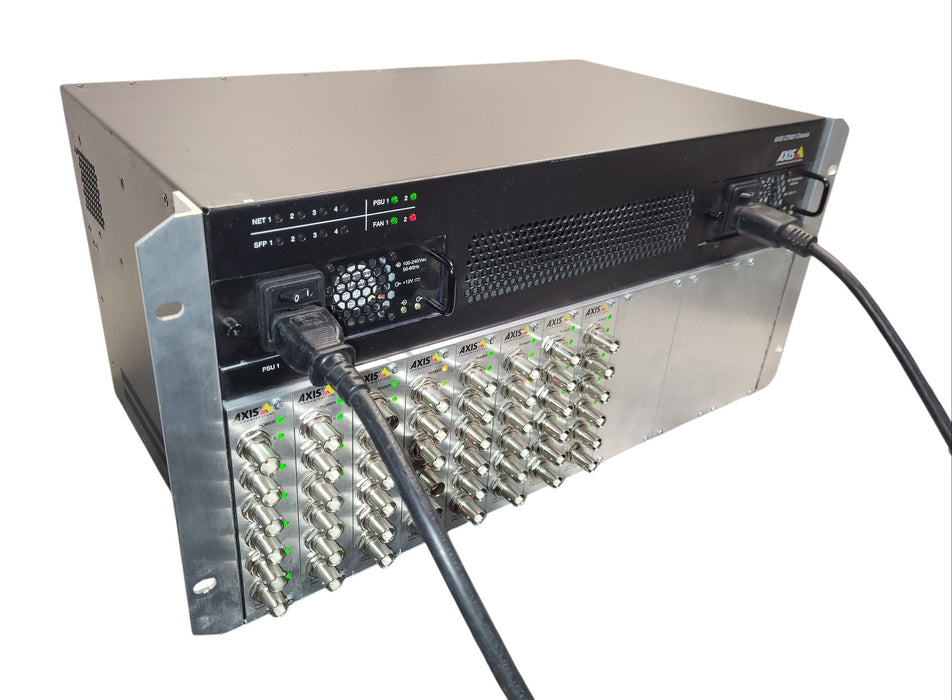 Axis Q7920 Video Encoder Chassis w/ 8x Q7436 Video Encoder Blades Dual PSU