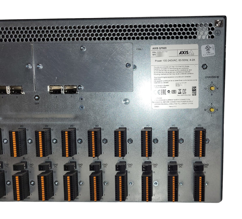 Axis Q7920 Video Encoder Chassis w/ 8x Q7436 Video Encoder Blades Dual PSU