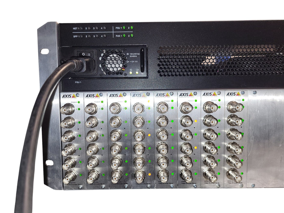 Axis Q7920 Video Encoder Chassis w/ 8x Q7436 Video Encoder Blades Dual PSU