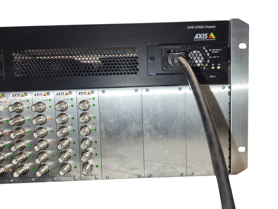 Axis Q7920 Video Encoder Chassis w/ 8x Q7436 Video Encoder Blades Dual PSU