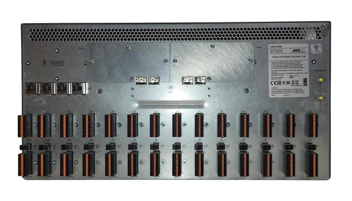 Axis Q7920 Video Encoder Chassis w/ 8x Q7436 Video Encoder Blades Dual PSU